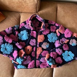 Cider Floral Pattern Fluffy Oversized Jacket